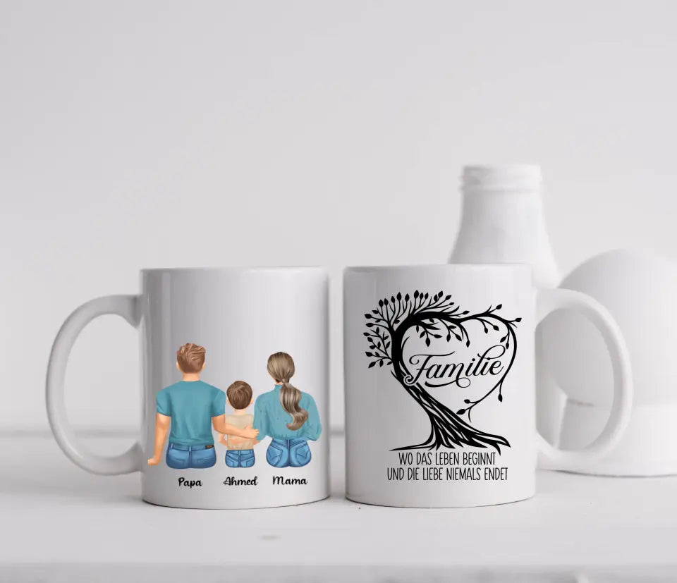 Tasse - Familie mit Sohn - beidseitiger Druck