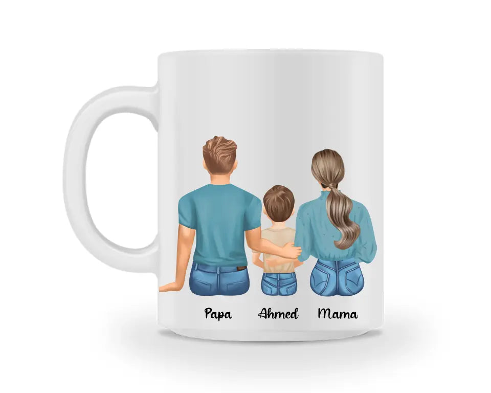 Tasse - Familie mit Sohn - beidseitiger Druck