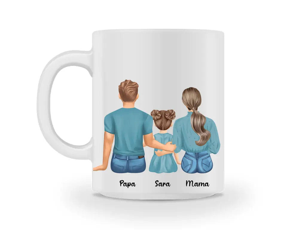 Tasse - Familie mit Tochter - beidseitiger Druck